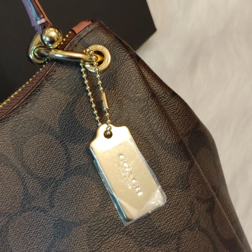 COACH BUNDLE CROSSBODY BAG Brown Black PINK SIGNATURE Satchel & Wallet SET - Picture 5 of 13